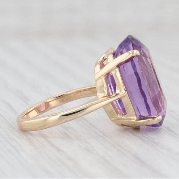 14 kt yellow gold amethyst stone. In great like new condition. - Picture 4 of 14